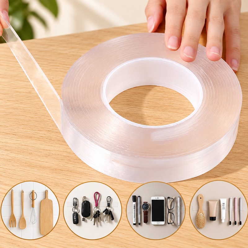 Reusable Double-Sided Waterproof Adhesive Tape for Home Organization – Strong