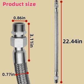 Industrial Grade Compressor Jumper Hose, 1/2 Inch NPT Male 20 Inches, 450 PSI & 750°F, Stainless Steel Flexible Metal Air Hose with Swivel Fittings, Includes Two 1/2 Inch NPT Male Adapters