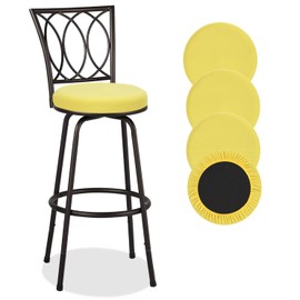 Deisy Dee 4PCS Round Bar Stool Seat Covers Stretch Round Chair Covers for 13-16 Inch Stool Chair (Yellow)