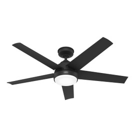 Hunter Fan 52 inch Matte Black Indoor/Outdoor Ceiling Fan with Light for Bedroom, Living Room, Office, Basement, Kitchen, Patio, CC5C25C89 (Renewed)