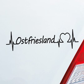 Hellweg Druckerei Car Sticker East Frisia Pulse Heartbeat Fun Sticker Rear Window Sticker Car Sticker with Holiday Region Motif