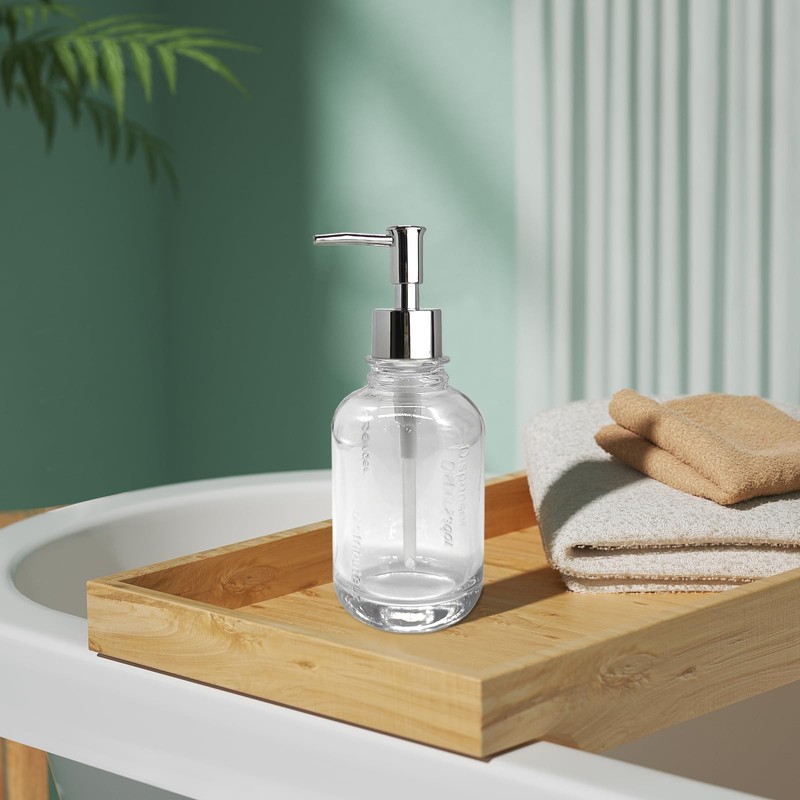 UHEY HOME Glass Soap Dispenser Bathroom Kitchen11.8oz Refillable Liquid Soap
