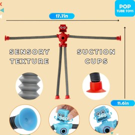 EHIOG Telescopic Suction Cup Robot Toy, 4 Pcs Robot Tubes, Robot Toy Giraffe Suction Cup Telescopic Pop Tube, for Kids, Decompress Educational Sensory Toys for Kids & Adult Bike