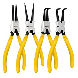 BLOSTM Set of 4 Circlip Pliers - 7-inch Internal & External Straight & Bent Tip Circlip Pliers Heavy Duty 7" Snap Ring Pliers Set with Durable Springs and Soft Handles, Includes Storage Case - 4 PCS