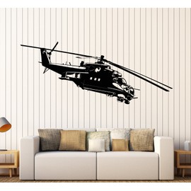 Vinyl Wall Decal Military Helicopter Apache Army War Soldier Stickers Large Decor (1949ig) Black