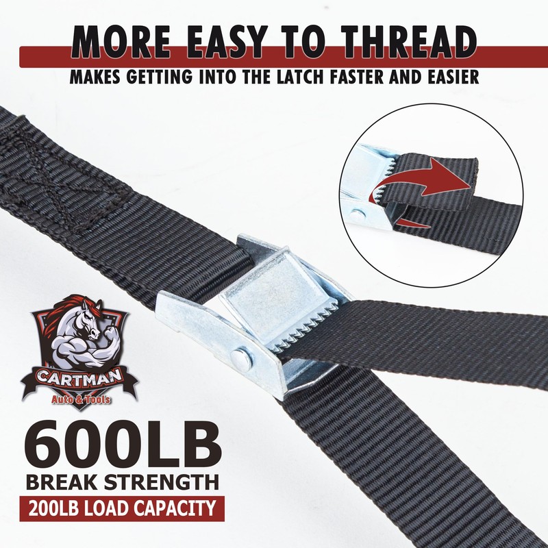 Cartman 1" x 12' Lashing Straps Cargo Tie-Down Strap Up