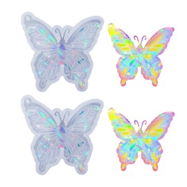 2 Pcs Butterfly Resin Mold Exquisite Silicone Holographic Resin Mold for Jewelry Casting Supplies, DIY Craft