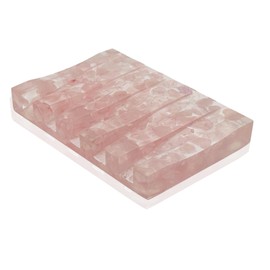 vinsiora Draining Soap Dish Pink Crystal Holder, Self Draining Bar Soap Saver Tray for Bathroom Shower Kitchen Sink, Non‑Slip Rectangular Resin Stone Soap Holder, Pink Single Draining Soap Dish