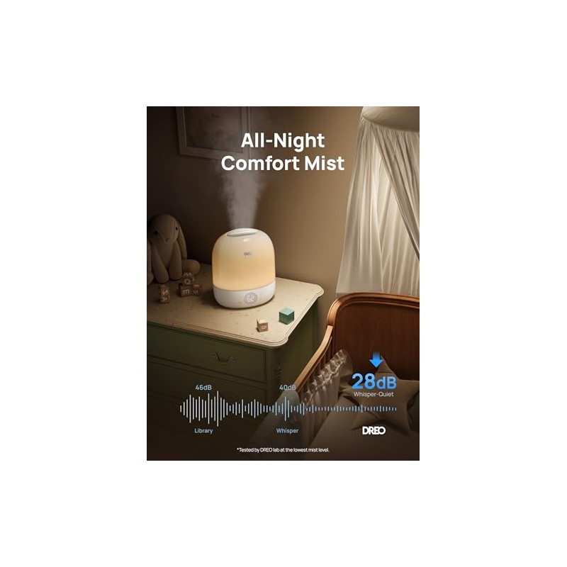 DREO Humidifiers for Bedroom - 30H Max Runtime & RGB