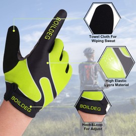 Boildeg Cycling Gloves, Non-slip And Shock-absorbing Mountain Bike Gloves, Bright Colour, Unisex, Men, Women, green, s