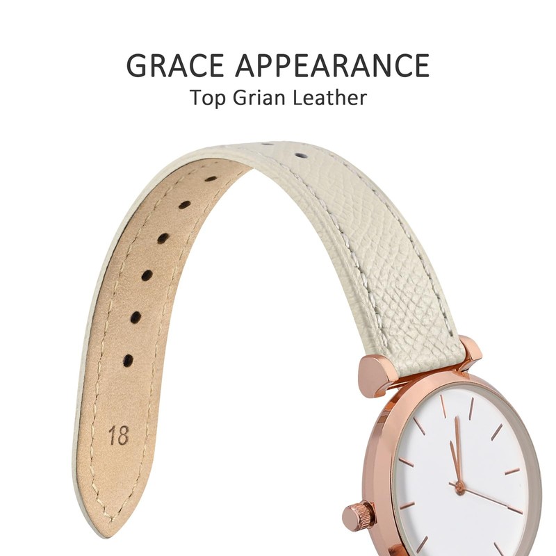 WOCCI 18mm Grace Watch Band for Ladies, Top Grain Leather,