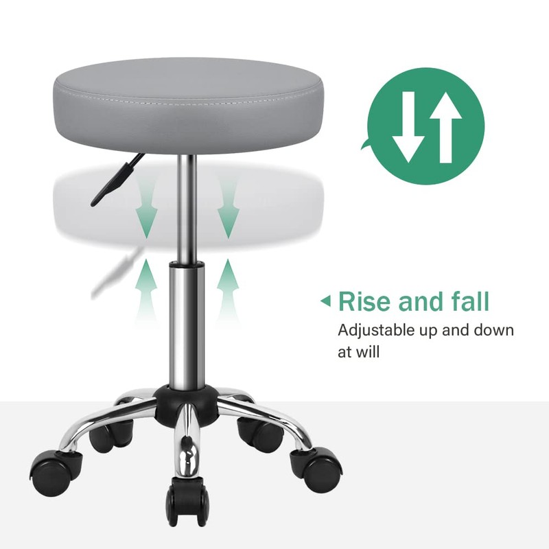 FURWOO Adjustable Salon Chair Small Rolling Stool with Wheels for