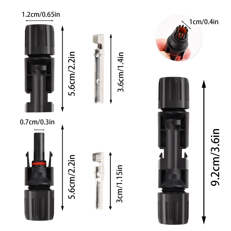 MC4 Solar Plug - 6 Pairs Male/Female, IP67 Waterproof, Solar