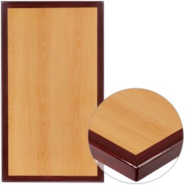 Flash Furniture Glenbrook 30" x 48" Rectangular 2-Tone High-Gloss Cherry Resin Table Top with 2" Thick Mahogany Edge
