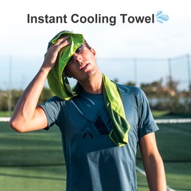 4Monster Cooling Towels for Neck and Face, 4 Pack Cooling Towels for Hot Weather (100x30cm), Soft Breathable Chilly Towels, Ice Towels for Golf, Gym, Yoga, Sports, Camping, Running, Cycling, Green