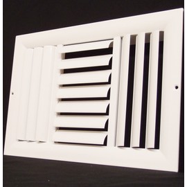 14"w X 8"h 3-Way Aluminum Curved Blade Adjustable Air Supply HVAC Diffuser - Full Control Vertical/Horizontal Airflow Direction - [Outer Dimensions: 15.65"w X 9.65"h]