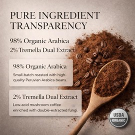 Rå Hygge Organic Tremella Mushroom Coffee | Ground Coffee 8 oz (16 Cups) | Specialty Medium-Dark Roast, Anti-Aging & Hydration Coffee | Low-Acid & Gentle on Stomach