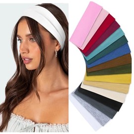Headbands for Women Non Slip 16 Pack Multicolor Womens Head Bands, Elastic Hair Bands Soft Cotton Cloth Headband for Workout Yoga Sports Fashion Hair Accessories