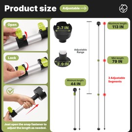 Hunting Blind Support Pole Adjustable Protective Center Support System 44" to 114" Ground Blind Accessories for Hunting Non-Slip, Rust Resistant and Hard Metal Material, Wind Protection