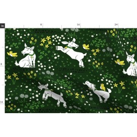 Spoonflower Fabric - Tulips Large Kids Children Goats Field Grass Clover Shamrock Printed on Polartec(R) Fleece Fabric by The Yard - Sewing Blankets Loungewear and No-Sew Projects