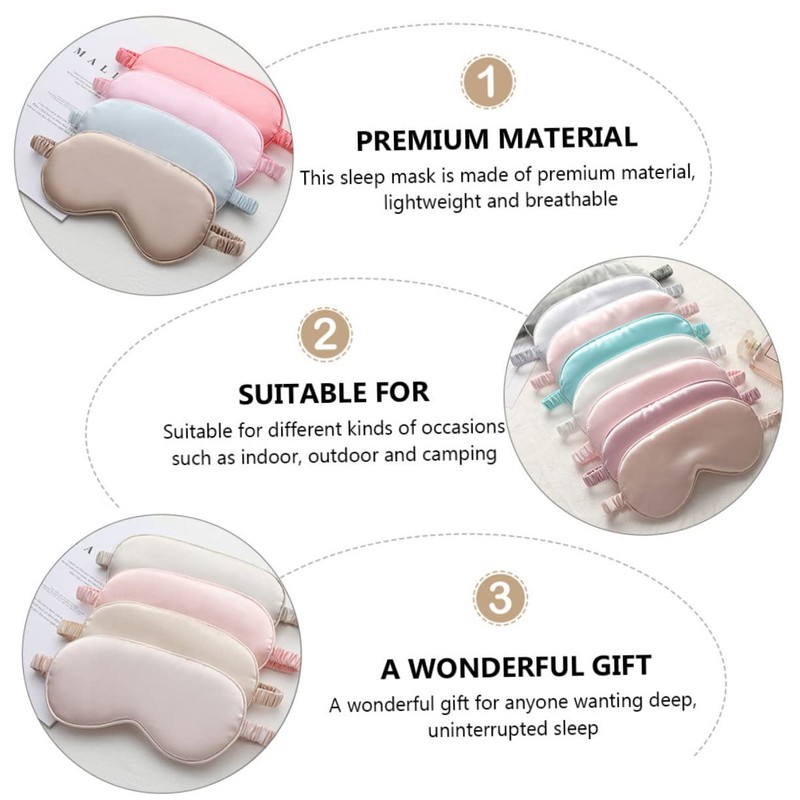 IWOWHERO 3Pcs Travel Blindfold Two Sided Breathable Silk Sleeping Mask