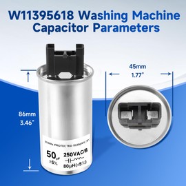 W11395618 Washer Motor Capacitor Compatible with Whirlpool Maytag Kenmore Washer Run Capacitor Part Replacement W11162560 W10625046 WPW10625046 W10866250 W11158831 W10843769