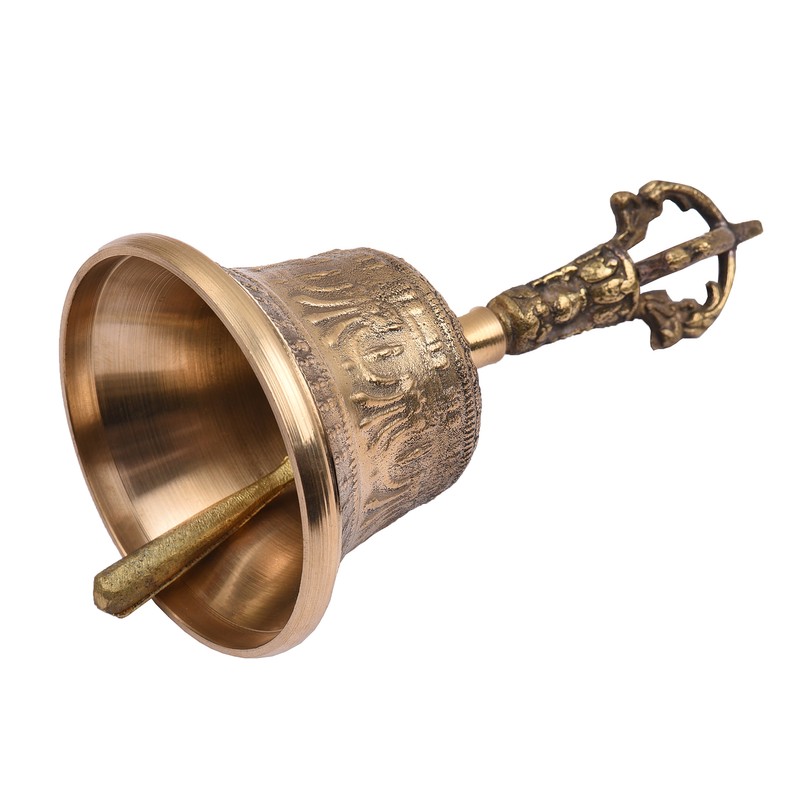 Tibetan Buddhist Bell Bronze Hand Bell with Vajra Padding for