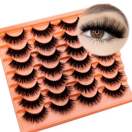 False Eyelashes Voluminous and Fluffy Cat Eye Lashes Black Fake Lashes with Thin Band Wear Comfortable, Pack 14 Pairs, LZ-DD-14 FADLASH