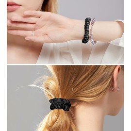 OLESILK 100% Pure Silk-Scrunchie for Women and Girls, Smooth for Curly Hair, Silk Donut Hair Ties, Elastics Ponytail Holder, 3 Piece