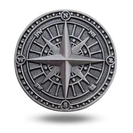 Full Metal Markers Nautical Compass Unique Magnetic Metal Golf Ball Marker Accessory with Hat Clip for Men and Women (1 Ball Marker + 1 Hat Clip)