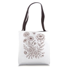 Vintage Cottagecore Floral Wildflower Botanical Bee Tote Bag