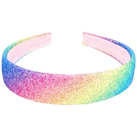 Tihebax Headband for Girls Women Rainbow Headband Sparkly Girls Headbands Glitter Head Band Hair Band Bling Cute Toddler Hairbands Hair Accessories for Party Holiday Back to School