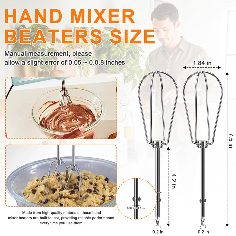 Dough Hooks and Blending Rod Replacement for Cuisinart Hand Mixers