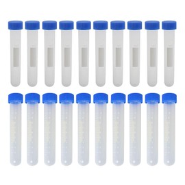 HUAZIZ Laboratory Supplies 20 Pieces 10 ml Centrifuge Tube Round Base Centrifuge Tube with Attached Lid Clear White Blue