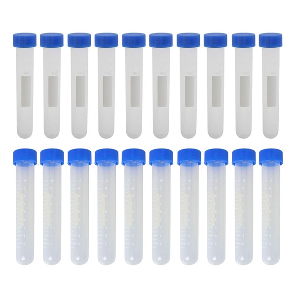 HUAZIZ Laboratory Supplies 20 Pieces 10 ml Centrifuge Tube Round
