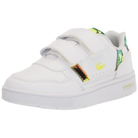 Lacoste Unisex-Child T-Clip Sneaker, Wht/YLW, 11 Little Kid