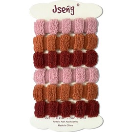 Jseng 6Packs Hair Ties - Thick Hair Elastics - Seamless Microfiber Elastics Bands Ponytail Holders - Hair Accessories for Thick Curly Hair -