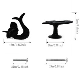 Mermaid Giraffe Cabinet Knobs, 6Pcs Ocean Theme Black Mermaid Cabinet Drawer Dresser Closet Cupboard Pulls Wardrobe Hardware (Mermaid Knobs)