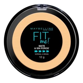 Maybelline Base Maquillaje en Polvo Fit Me Matte,12 gr, matifica, control brillo 16h, minimiza poros