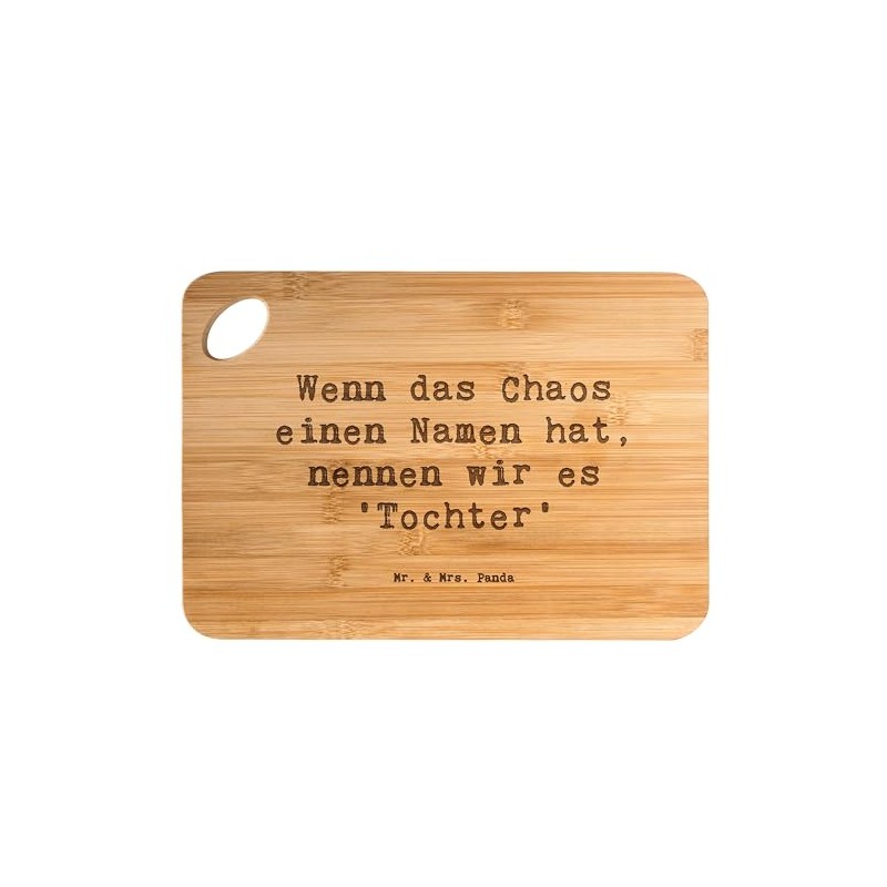 Mr. & Mrs. Panda Bambus - Schneidebrett Spruch Chaos Tochter