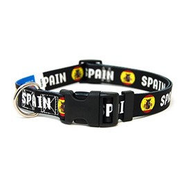 Dog Collar with Spain Soccer Design | Great for National Holidays, Special Events, Festivals, Independence Days and Every Day Strong Safe USA Made | XSmall Small Medium Large