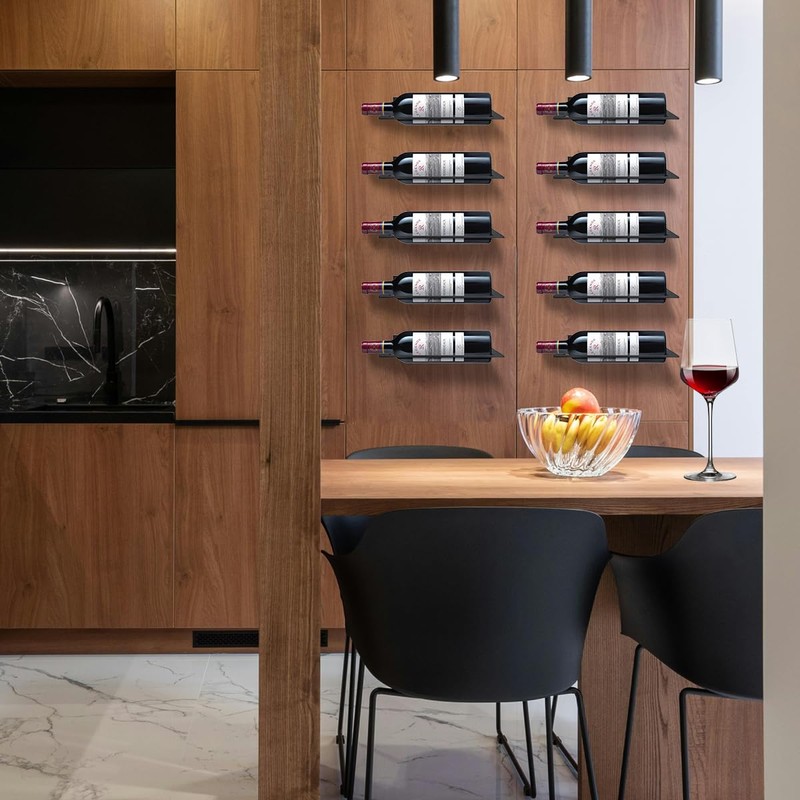 GeLive Wall Mounted Wine Bottle Holder Individual Wine Rack Aluminum