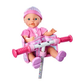 Simba 105560018 New Born Baby Bicycle Seat with Strap, Doll Accessories, Textile Seat, Seat Belt, Handlebar Attachment with Velcro, for 30-43 cm Dolls, from 3 Years