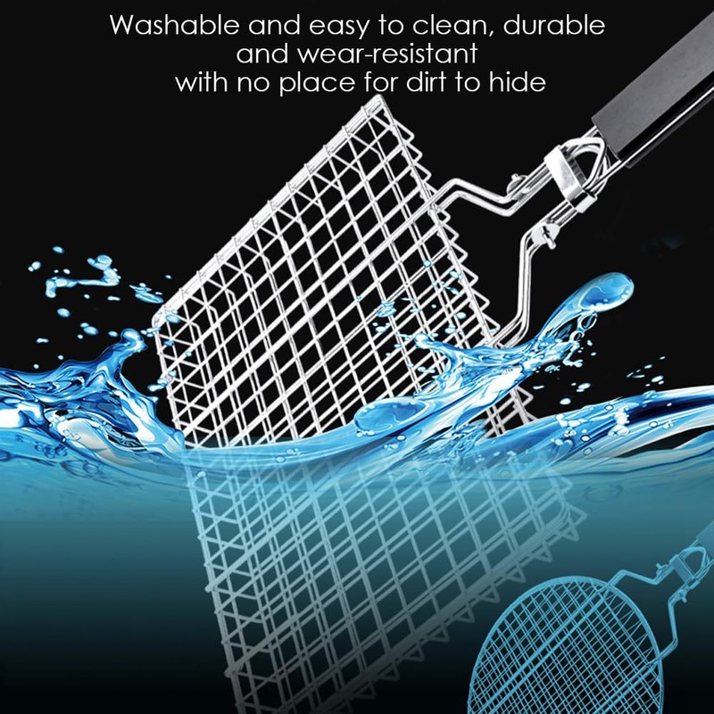 Grill Basket - Stainless Steel BBQ Portable Foldable Cooking Grate