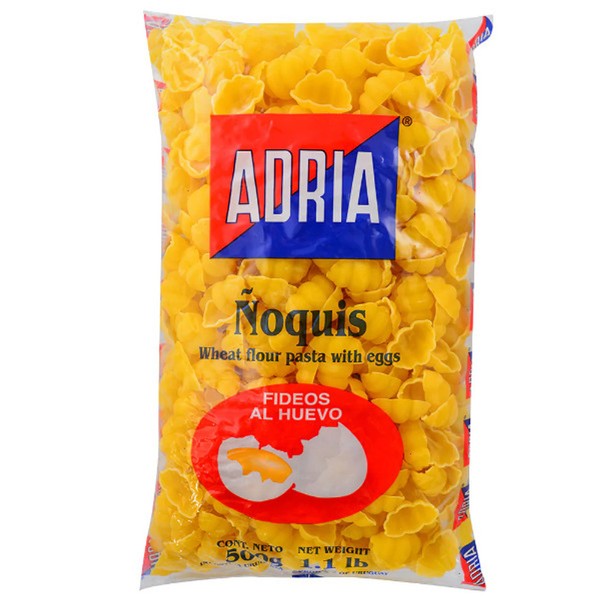 Adria Gnoquis Dried Pasta Ñoquis Fideos al Huevo, 500 g / 17.63 oz (pack de 3)