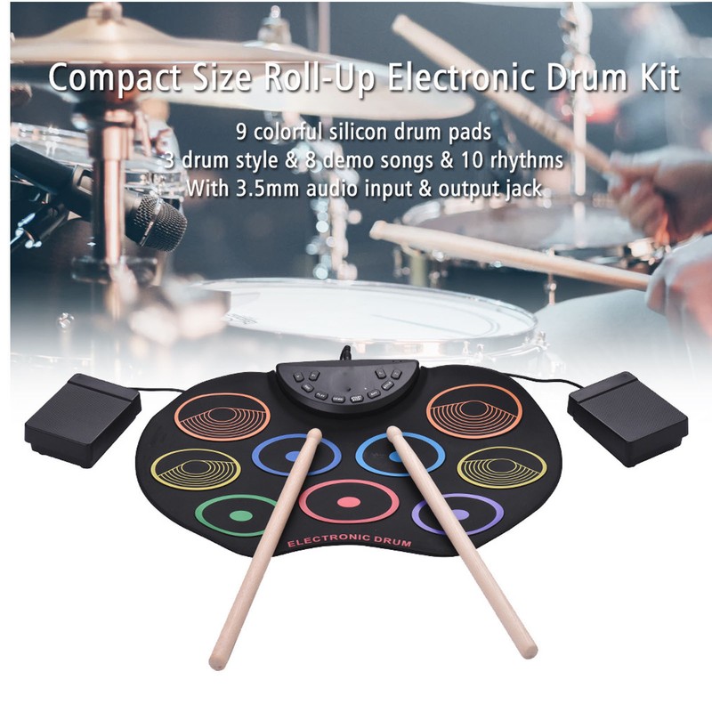 Electronic Drum Set Portable Easy to Play Roll Up Drum