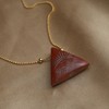 Gempires Trillion Pendant Necklace, Red Jasper Pendant, Evil Eye Carving,