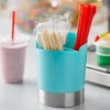 GEEX DEPOT Blue 3-Compartment Straw & Utensil Holder with Stainless