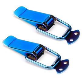 Modengzhe 2 Pcs 3.7-Inch Automotive Toggle Loop Latch Catch Trunk Buckles Hasp Clamp for Car Body Car Hood Modification (Metallic Blue)