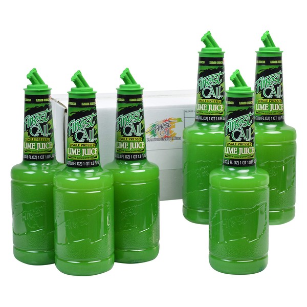 Finest Call Premium Single Pressed Lime Juice Drink Mix, 1 Liter Bottle (33.8 Fl Oz), Pack of 6